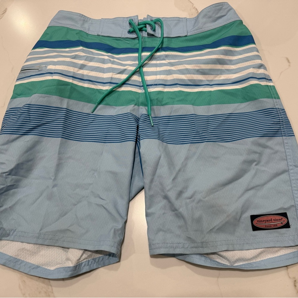 Vineyard Vines Men's Striped Blue Swim Shorts